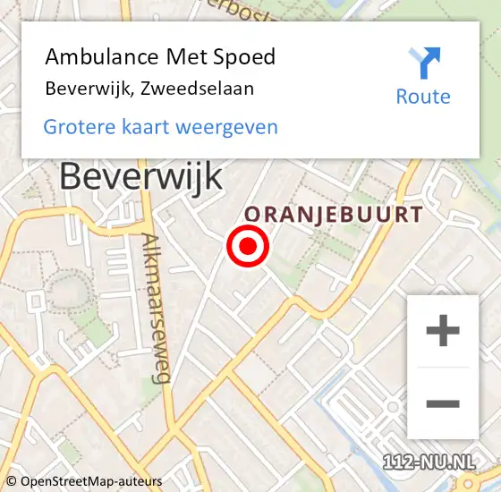 Locatie op kaart van de 112 melding: Ambulance Met Spoed Naar Beverwijk, Zweedselaan op 9 april 2023 10:59