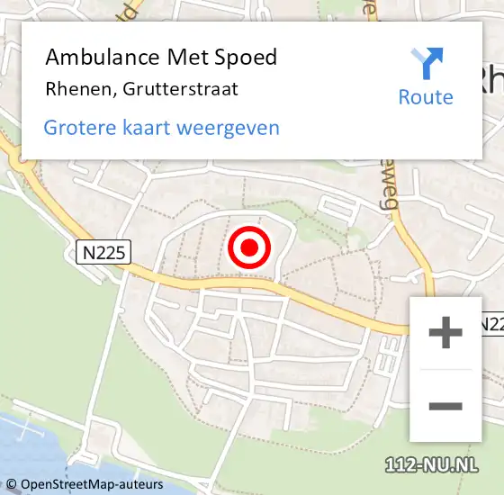 Locatie op kaart van de 112 melding: Ambulance Met Spoed Naar Rhenen, Grutterstraat op 21 augustus 2014 17:50