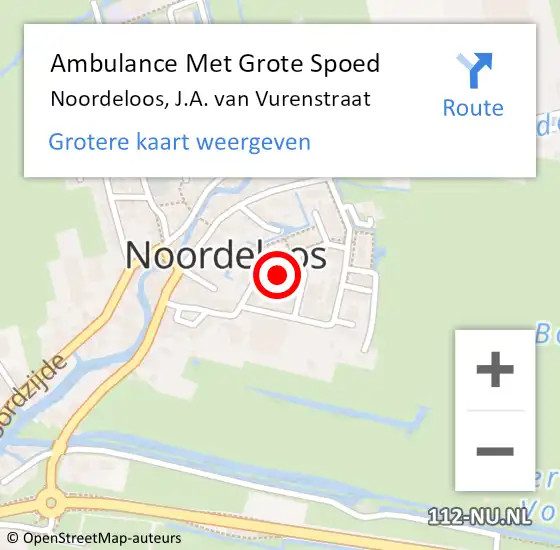 Locatie op kaart van de 112 melding: Ambulance Met Grote Spoed Naar Noordeloos, J.A. van Vurenstraat op 9 april 2023 12:59