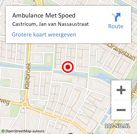 Locatie op kaart van de 112 melding: Ambulance Met Spoed Naar Castricum, Jan van Nassaustraat op 9 april 2023 13:06