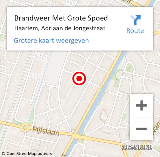 Locatie op kaart van de 112 melding: Brandweer Met Grote Spoed Naar Haarlem, Adriaan de Jongestraat op 9 april 2023 13:10