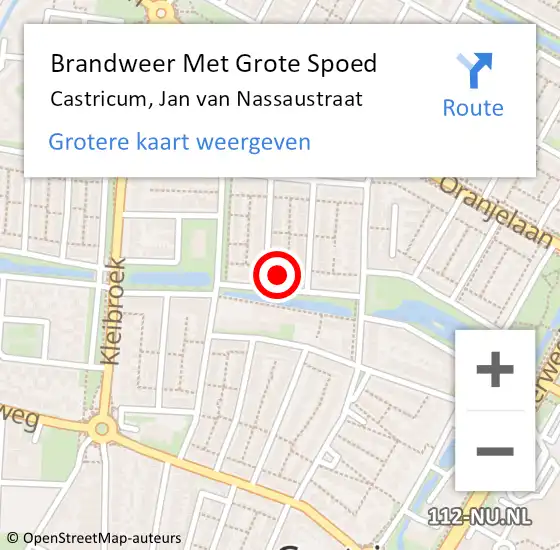 Locatie op kaart van de 112 melding: Brandweer Met Grote Spoed Naar Castricum, Jan van Nassaustraat op 9 april 2023 13:17