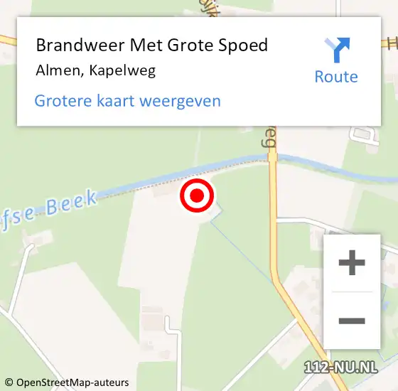 Locatie op kaart van de 112 melding: Brandweer Met Grote Spoed Naar Almen, Kapelweg op 9 april 2023 13:18