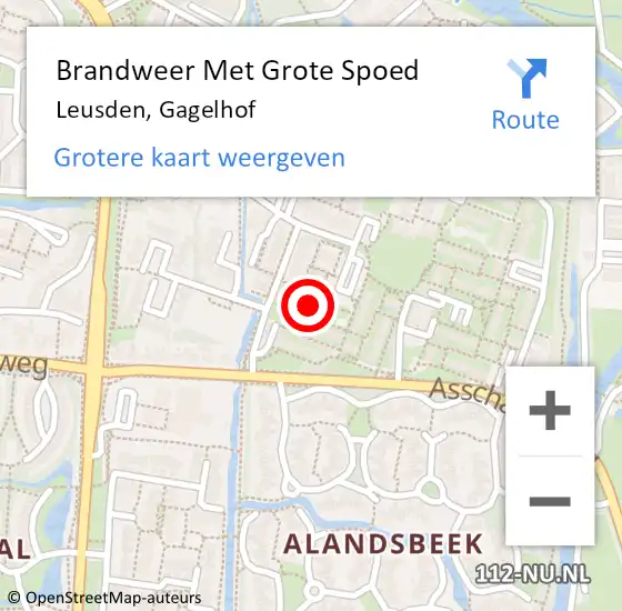 Locatie op kaart van de 112 melding: Brandweer Met Grote Spoed Naar Leusden, Gagelhof op 9 april 2023 13:46