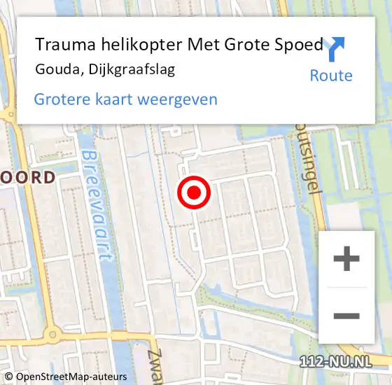 Locatie op kaart van de 112 melding: Trauma helikopter Met Grote Spoed Naar Gouda, Dijkgraafslag op 9 april 2023 13:48