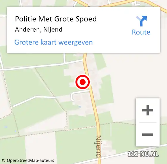 Locatie op kaart van de 112 melding: Politie Met Grote Spoed Naar Anderen, Nijend op 9 april 2023 13:59