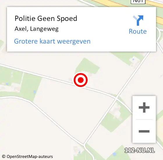 Locatie op kaart van de 112 melding: Politie Geen Spoed Naar Axel, Langeweg op 9 april 2023 14:43