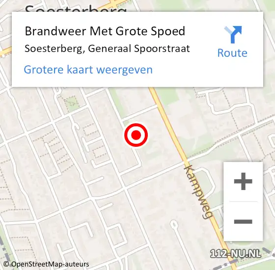 Locatie op kaart van de 112 melding: Brandweer Met Grote Spoed Naar Soesterberg, Generaal Spoorstraat op 9 april 2023 15:34