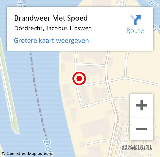 Locatie op kaart van de 112 melding: Brandweer Met Spoed Naar Dordrecht, Jacobus Lipsweg op 9 april 2023 16:07