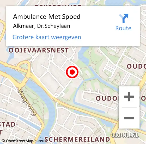 Locatie op kaart van de 112 melding: Ambulance Met Spoed Naar Alkmaar, Dr.Scheylaan op 9 april 2023 16:19