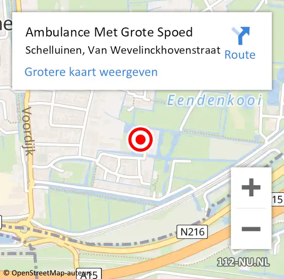 Locatie op kaart van de 112 melding: Ambulance Met Grote Spoed Naar Schelluinen, Van Wevelinckhovenstraat op 9 april 2023 16:23