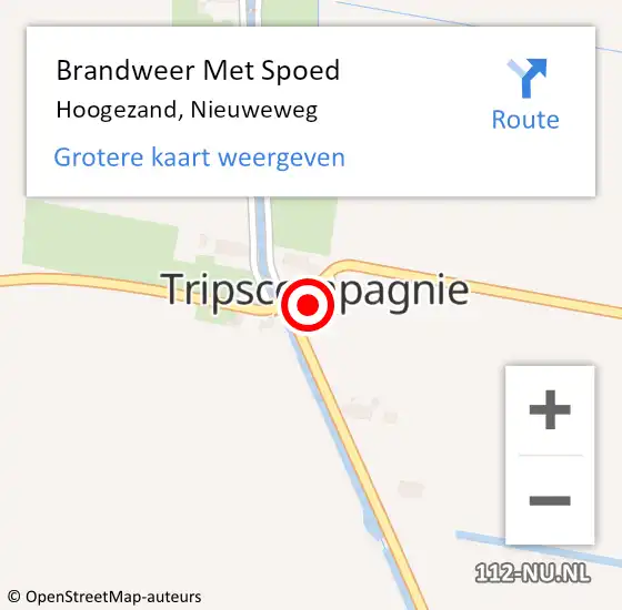 Locatie op kaart van de 112 melding: Brandweer Met Spoed Naar Hoogezand, Nieuweweg op 9 april 2023 16:31
