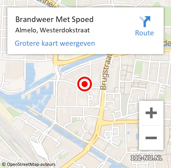 Locatie op kaart van de 112 melding: Brandweer Met Spoed Naar Almelo, Westerdokstraat op 9 april 2023 16:38