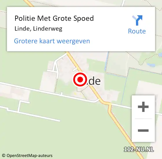 Locatie op kaart van de 112 melding: Politie Met Grote Spoed Naar Linde, Linderweg op 9 april 2023 16:40