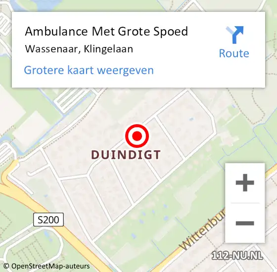 Locatie op kaart van de 112 melding: Ambulance Met Grote Spoed Naar Wassenaar, Klingelaan op 9 april 2023 16:42