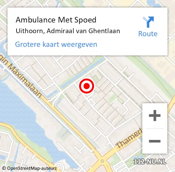 Locatie op kaart van de 112 melding: Ambulance Met Spoed Naar Uithoorn, Admiraal van Ghentlaan op 9 april 2023 16:50