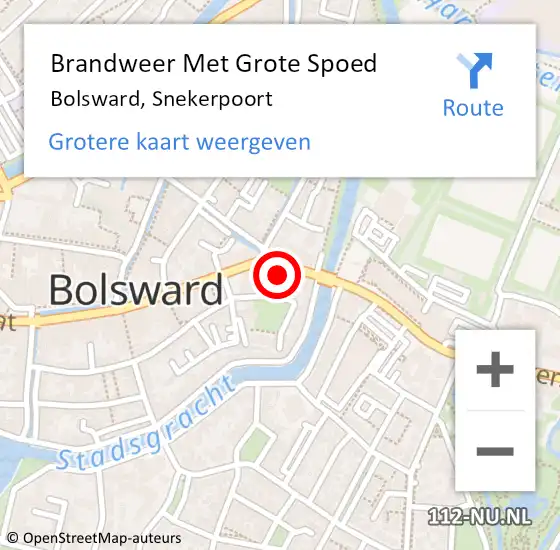 Locatie op kaart van de 112 melding: Brandweer Met Grote Spoed Naar Bolsward, Snekerpoort op 9 april 2023 16:59