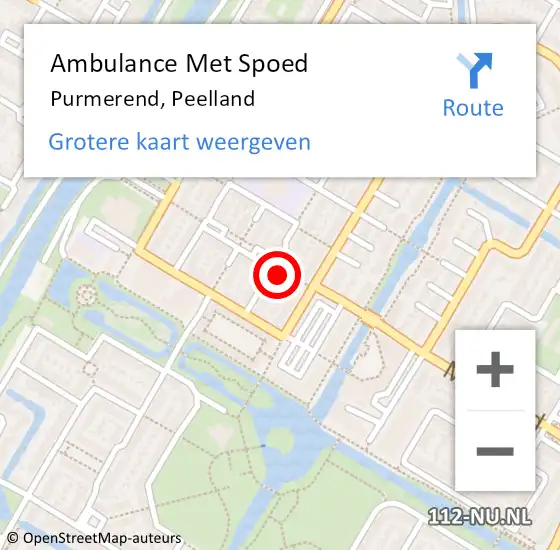 Locatie op kaart van de 112 melding: Ambulance Met Spoed Naar Purmerend, Peelland op 9 april 2023 17:17