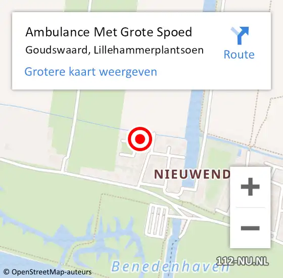 Locatie op kaart van de 112 melding: Ambulance Met Grote Spoed Naar Goudswaard, Lillehammerplantsoen op 9 april 2023 17:28