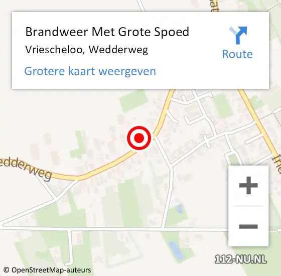 Locatie op kaart van de 112 melding: Brandweer Met Grote Spoed Naar Vriescheloo, Wedderweg op 9 april 2023 17:29