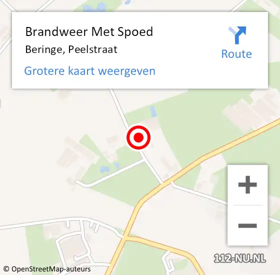 Locatie op kaart van de 112 melding: Brandweer Met Spoed Naar Beringe, Peelstraat op 9 april 2023 17:45