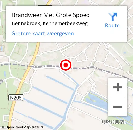 Locatie op kaart van de 112 melding: Brandweer Met Grote Spoed Naar Bennebroek, Kennemerbeekweg op 9 april 2023 18:02