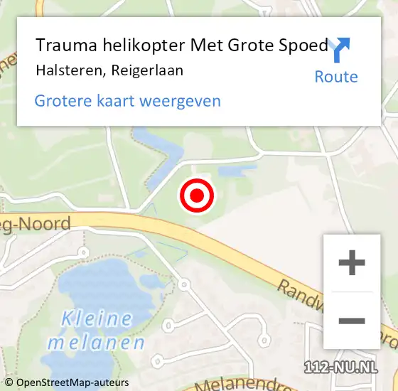 Locatie op kaart van de 112 melding: Trauma helikopter Met Grote Spoed Naar Halsteren, Reigerlaan op 9 april 2023 18:19