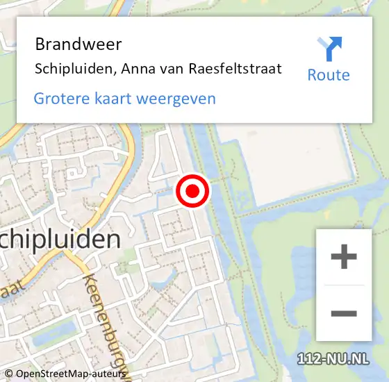 Locatie op kaart van de 112 melding: Brandweer Schipluiden, Anna van Raesfeltstraat op 9 april 2023 18:23