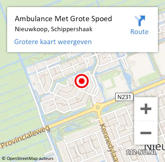 Locatie op kaart van de 112 melding: Ambulance Met Grote Spoed Naar Nieuwkoop, Schippershaak op 9 april 2023 18:29