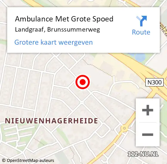 Locatie op kaart van de 112 melding: Ambulance Met Grote Spoed Naar Landgraaf, Brunssummerweg op 21 augustus 2014 18:39