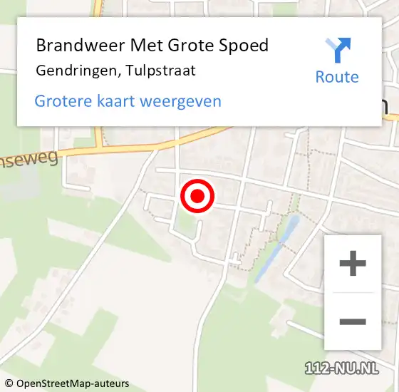 Locatie op kaart van de 112 melding: Brandweer Met Grote Spoed Naar Gendringen, Tulpstraat op 9 april 2023 19:21