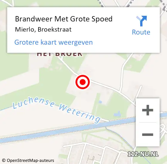 Locatie op kaart van de 112 melding: Brandweer Met Grote Spoed Naar Mierlo, Broekstraat op 9 april 2023 19:39