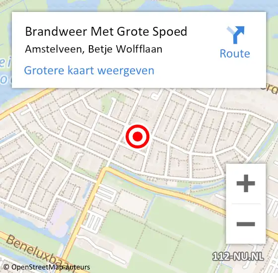 Locatie op kaart van de 112 melding: Brandweer Met Grote Spoed Naar Amstelveen, Betje Wolfflaan op 9 april 2023 20:39