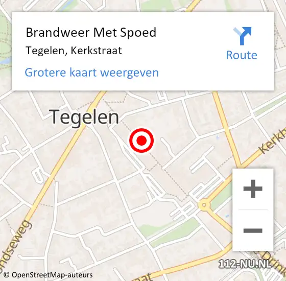 Locatie op kaart van de 112 melding: Brandweer Met Spoed Naar Tegelen, Kerkstraat op 9 april 2023 20:46