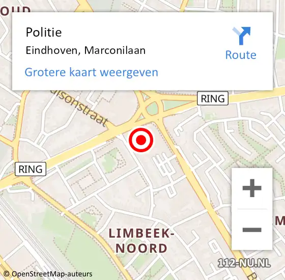 Locatie op kaart van de 112 melding: Politie Eindhoven, Marconilaan op 9 april 2023 20:50