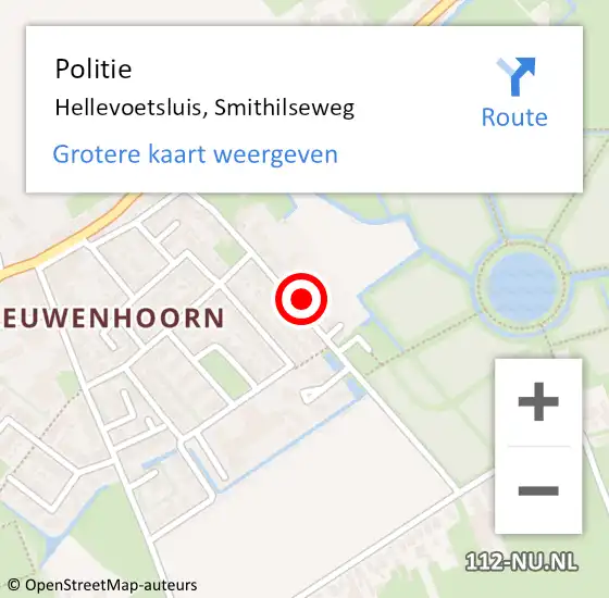 Locatie op kaart van de 112 melding: Politie Hellevoetsluis, Smithilseweg op 9 april 2023 20:50