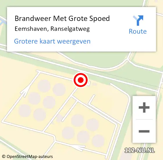 Locatie op kaart van de 112 melding: Brandweer Met Grote Spoed Naar Eemshaven, Ranselgatweg op 9 april 2023 20:58