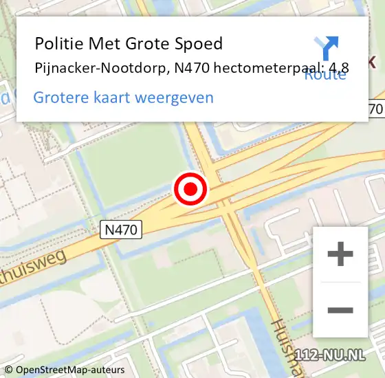 Locatie op kaart van de 112 melding: Politie Met Grote Spoed Naar Pijnacker-Nootdorp, N470 hectometerpaal: 4,8 op 9 april 2023 22:14