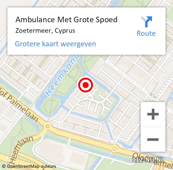 Locatie op kaart van de 112 melding: Ambulance Met Grote Spoed Naar Zoetermeer, Cyprus op 9 april 2023 22:30