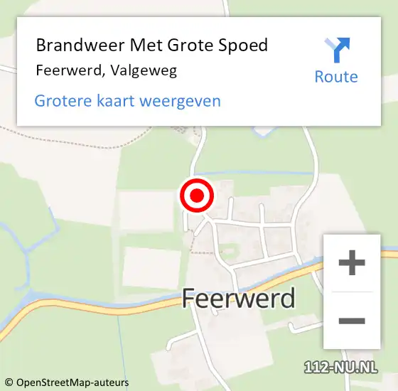 Locatie op kaart van de 112 melding: Brandweer Met Grote Spoed Naar Feerwerd, Valgeweg op 21 augustus 2014 19:01