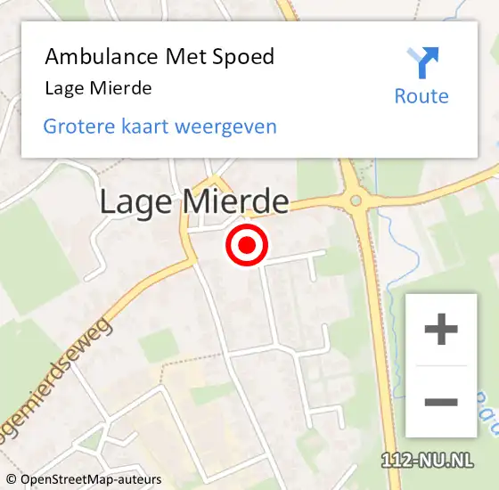 Locatie op kaart van de 112 melding: Ambulance Met Spoed Naar Lage Mierde op 9 april 2023 22:39