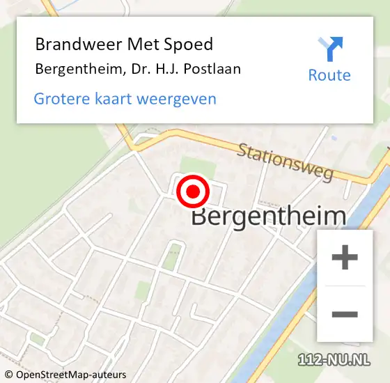 Locatie op kaart van de 112 melding: Brandweer Met Spoed Naar Bergentheim, Dr. H.J. Postlaan op 9 april 2023 22:39