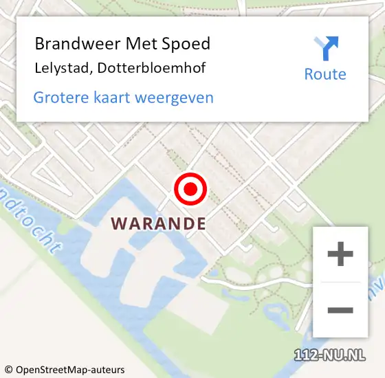 Locatie op kaart van de 112 melding: Brandweer Met Spoed Naar Lelystad, Dotterbloemhof op 9 april 2023 22:49