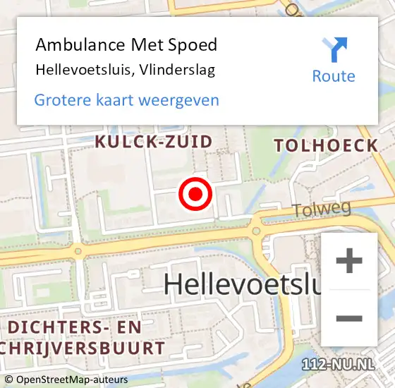 Locatie op kaart van de 112 melding: Ambulance Met Spoed Naar Hellevoetsluis, Vlinderslag op 9 april 2023 22:52