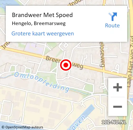 Locatie op kaart van de 112 melding: Brandweer Met Spoed Naar Hengelo, Breemarsweg op 9 april 2023 23:01