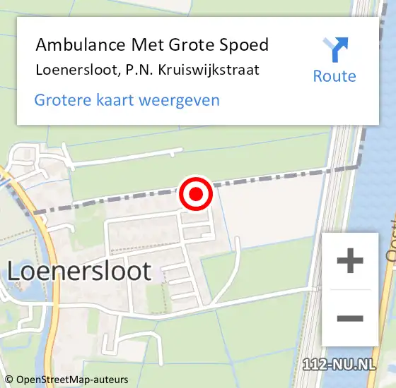 Locatie op kaart van de 112 melding: Ambulance Met Grote Spoed Naar Loenersloot, P.N. Kruiswijkstraat op 9 april 2023 23:09