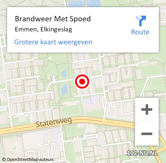 Locatie op kaart van de 112 melding: Brandweer Met Spoed Naar Emmen, Elkingeslag op 9 april 2023 23:09