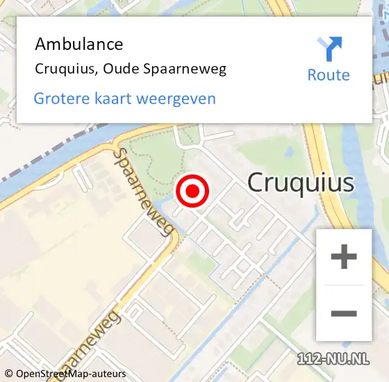 Locatie op kaart van de 112 melding: Ambulance Cruquius, Oude Spaarneweg op 9 april 2023 23:15