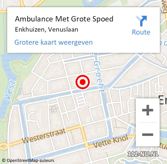 Locatie op kaart van de 112 melding: Ambulance Met Grote Spoed Naar Enkhuizen, Venuslaan op 10 april 2023 00:32
