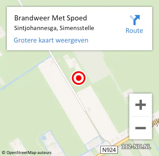 Locatie op kaart van de 112 melding: Brandweer Met Spoed Naar Sintjohannesga, Simensstelle op 21 augustus 2014 19:14